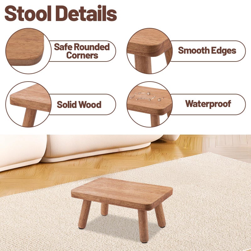 EOKPHULL Wooden Step Stool for Adults Seniors, Anti-Slip One Step Stools, Heavy Duty Stepping Stools Kitchen Step Stool with 500lbs Capacity for Office, Bedroom, Kitchen, Bathroom - Image 4