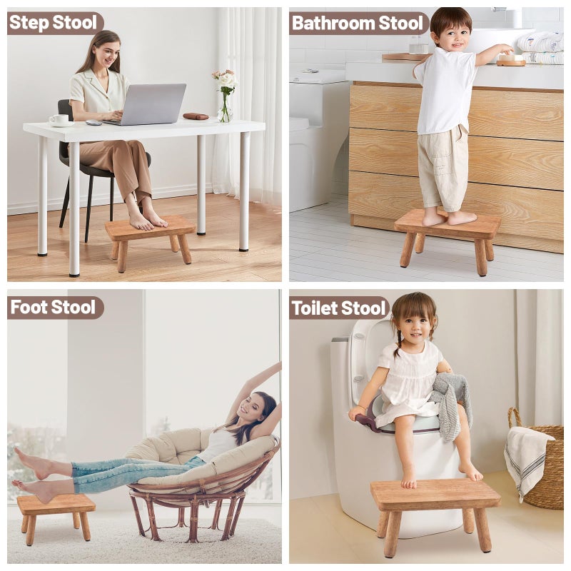 EOKPHULL Wooden Step Stool for Adults Seniors, Anti-Slip One Step Stools, Heavy Duty Stepping Stools Kitchen Step Stool with 500lbs Capacity for Office, Bedroom, Kitchen, Bathroom - Image 3