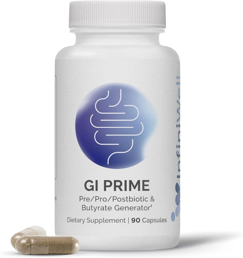 InfiniWell GI Prime  Pre Post  Probiotics for Digestive Health  Aid Immune Function  Support The GutBrain Axis  with Bacillus Probiotics for Women  Men 90 Capsules - Image 1