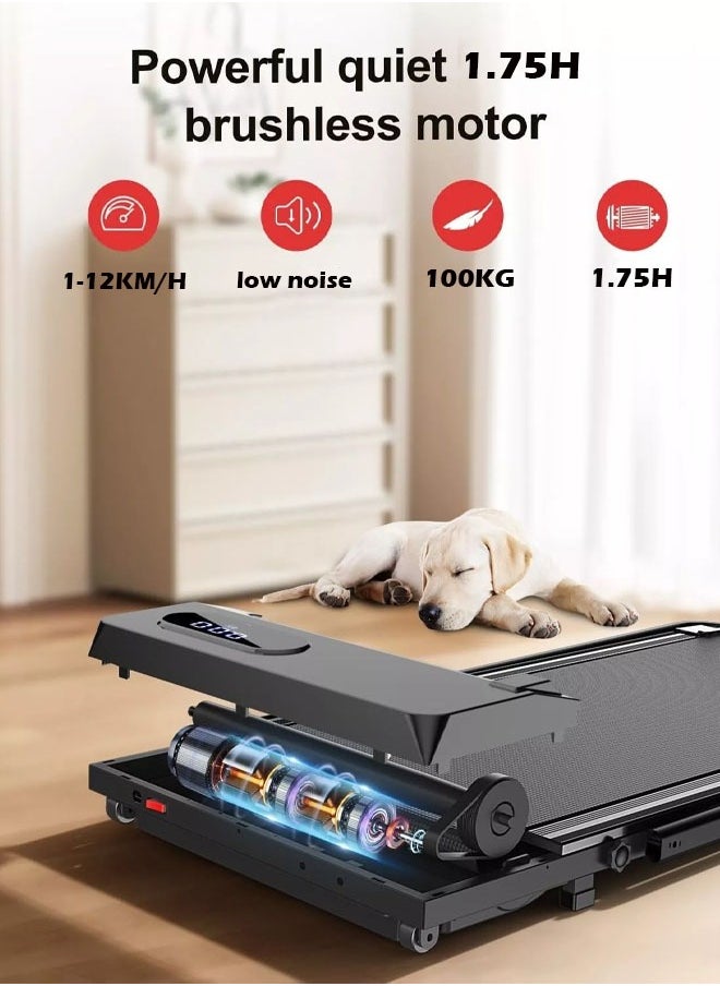Fitness World Universal Treadmill 100kg Capacity 1.75HP 2-in-1 Foldable 2-Level Manual Incline with Remote Control, Equipped with iPad Holder and Wheels for Easy Mobility  - Image 3