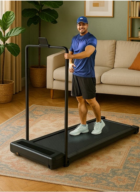 Electric Treadmill, 100kg, 1.75HP, with 2 Manual Incline Levels and Remote Control, Equipped with iPad Holder and Wheels for Easy Mobility