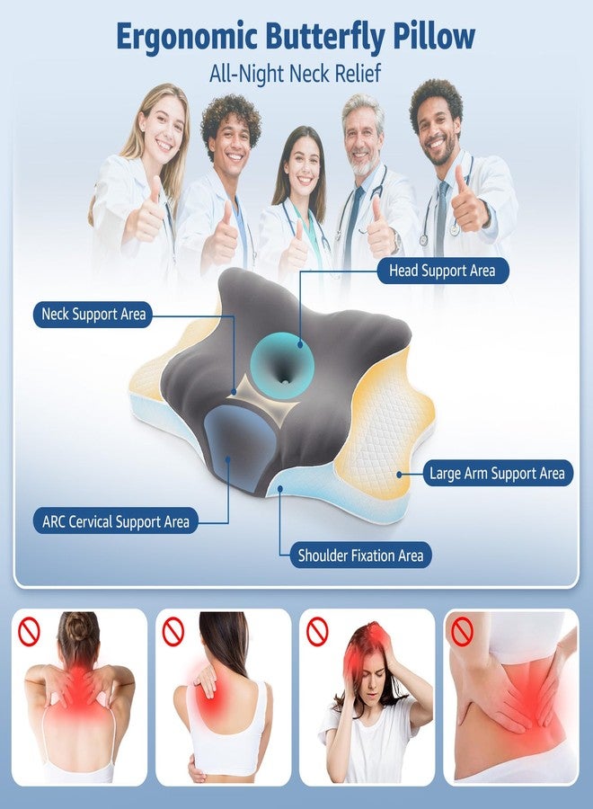 BRO Cervical Pillow for Neck Support: Contour Memory Foam Pillow for Side Back Stomach Sleepers - Ergonomic Neck Pillow with 2 Heights & Widened Armrest Design - Image 4