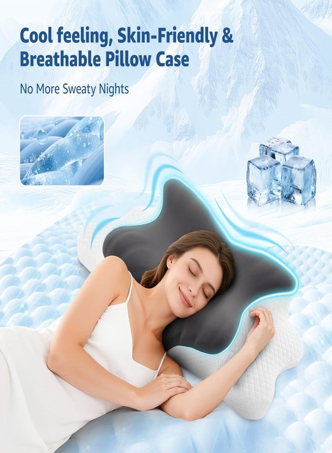 BRO Cervical Pillow for Neck Support: Contour Memory Foam Pillow for Side Back Stomach Sleepers - Ergonomic Neck Pillow with 2 Heights & Widened Armrest Design - Image 2