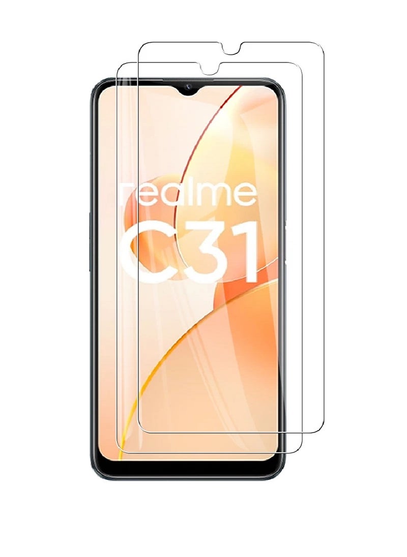 Super 2 Pieces Tempered Glass Screen Protector Clear Designed For Realme C31  Full Screen Coverage And Bubble Free - Image 1