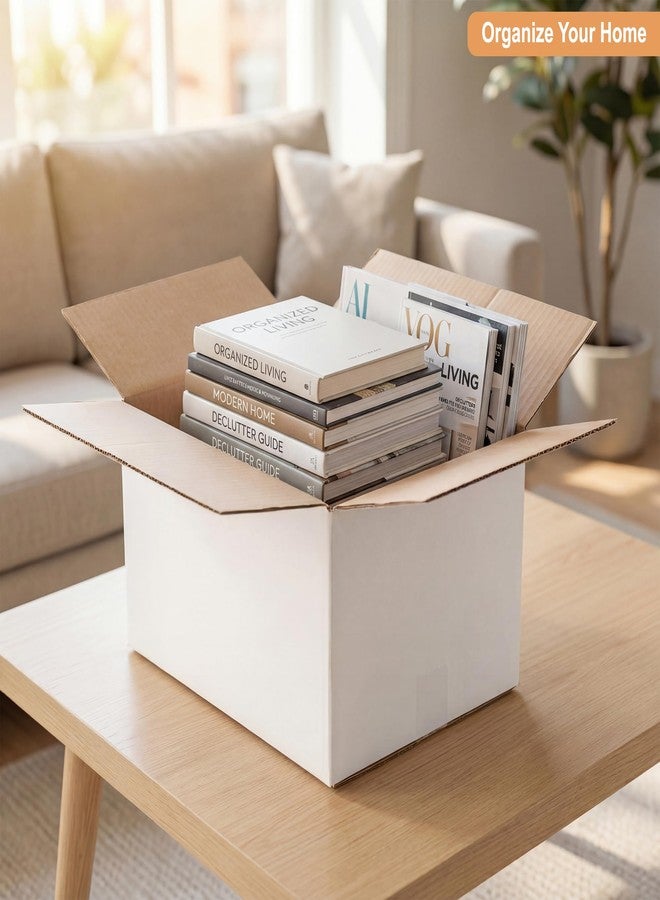 BOARDS+ عبوة من 10 صناديق شحن من الورق المقوى الأبيض، مقاس 8×6×4، صناديق بريد متوسطة الحجم مناسبة للشركات الصغيرة للتعبئة والنقل والتخزين - Image 3