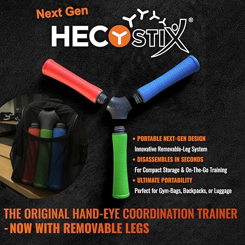 Eye On Ball HECOstix Hand-Eye Coordination Trainer (Red/Green/Blue) – Reaction Time & Reflex Tool with Removable Legs | Improves Agility, Focus, & Multisensory Skills | Sports, Fitness, & Fun | All Ages - Image 2