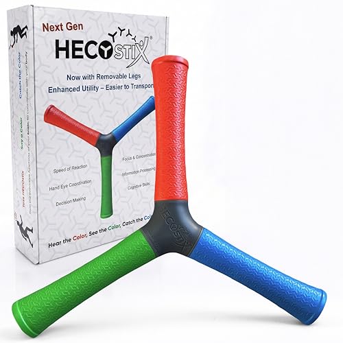 Eye On Ball HECOstix Hand-Eye Coordination Trainer (Red/Green/Blue) – Reaction Time & Reflex Tool with Removable Legs | Improves Agility, Focus, & Multisensory Skills | Sports, Fitness, & Fun | All Ages - Image 1