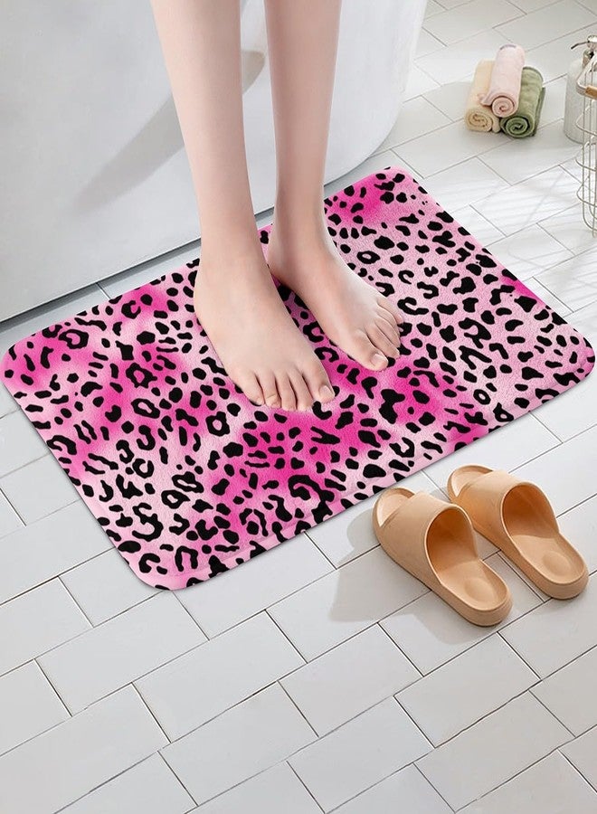 Feelyou Leopard Print Non Slip Bath Mat Pink Black Leopard Polyester Bath Rug for Kids Boys Girls Cheetah Soft Fleece Door Carpet Animal Skin Theme Bathroom Floor Indoor Doormat,16x24 Inch - Image 4