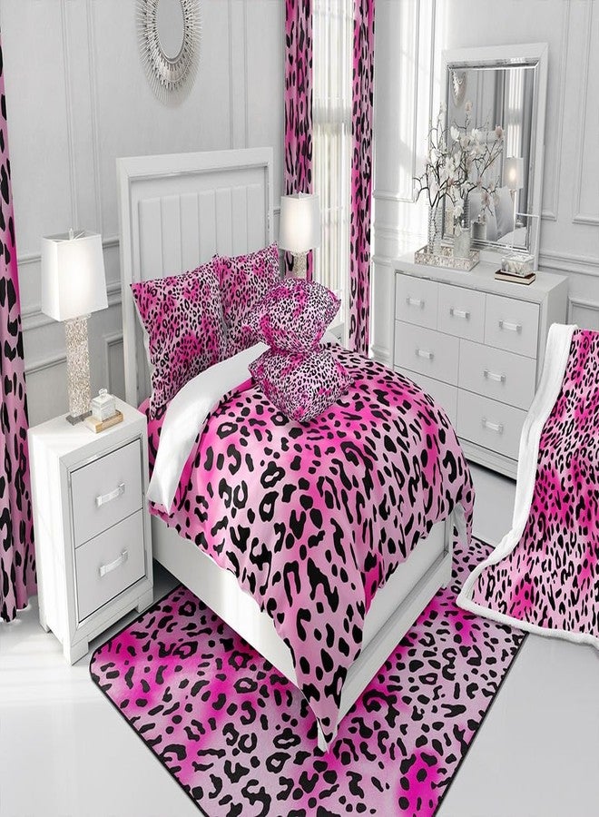 Feelyou Leopard Print Non Slip Bath Mat Pink Black Leopard Polyester Bath Rug for Kids Boys Girls Cheetah Soft Fleece Door Carpet Animal Skin Theme Bathroom Floor Indoor Doormat,16x24 Inch - Image 5