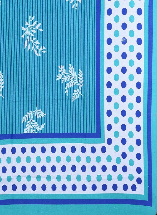 EarlyMart Cotton Floral Comfort Rajasthani Jaipuri Traditional Sanganeri Print 140 TC Cotton Single Size Bed Bedsheet with 1 Pillow Cover - (Blue) - Image 4