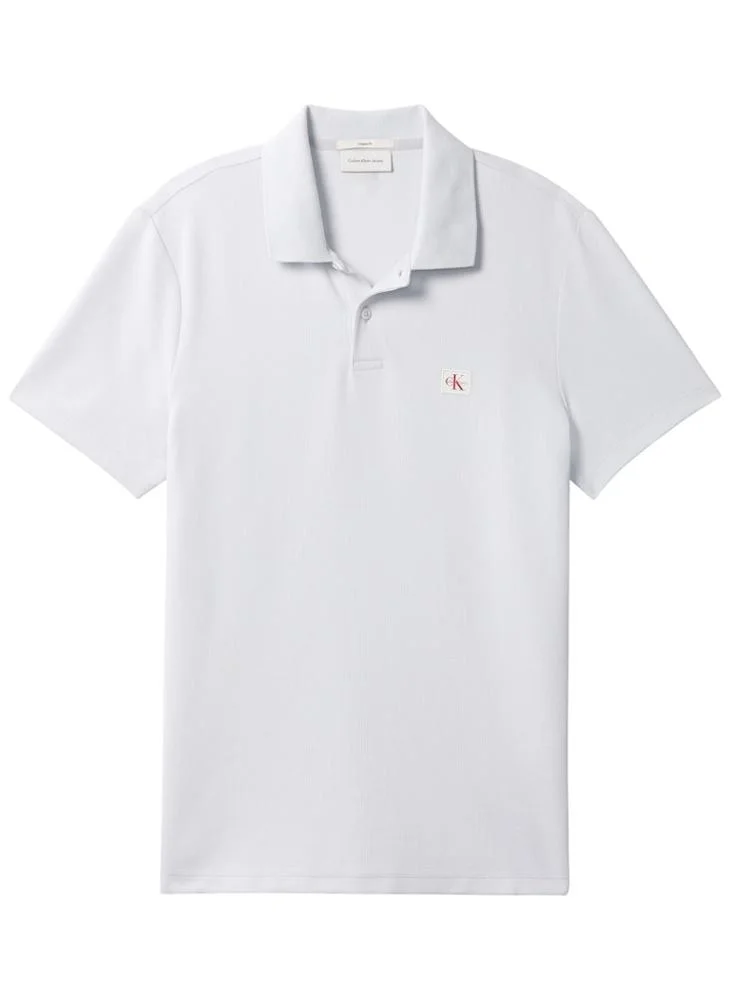 Calvin Klein Jeans Marble Gray Classic Fit Micro Waffle Knit Polo Shirt for Men | Best Price UAE