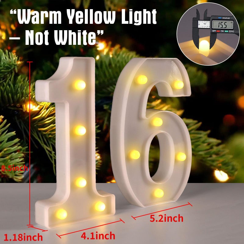 Funsky 16th Birthday Decorations for Girls Boys,Sweet 16 Party Decorations for Centerpieces Table,Light Up Numbers Sweet 16 Sign for Party Backdrop Wall Decor for 16th Wedding Anniversary Decoration - Image 2