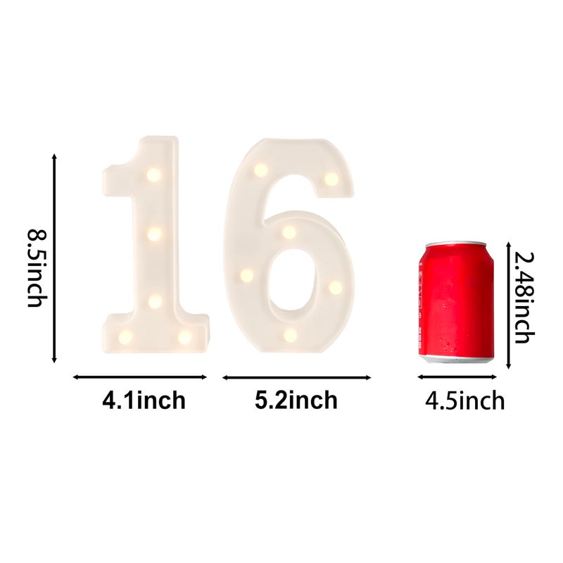 Funsky 16th Birthday Decorations for Girls Boys,Sweet 16 Party Decorations for Centerpieces Table,Light Up Numbers Sweet 16 Sign for Party Backdrop Wall Decor for 16th Wedding Anniversary Decoration - Image 5