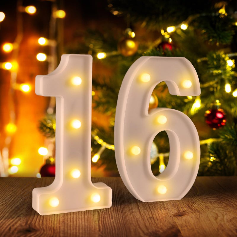 Funsky 16th Birthday Decorations for Girls Boys,Sweet 16 Party Decorations for Centerpieces Table,Light Up Numbers Sweet 16 Sign for Party Backdrop Wall Decor for 16th Wedding Anniversary Decoration - Image 1