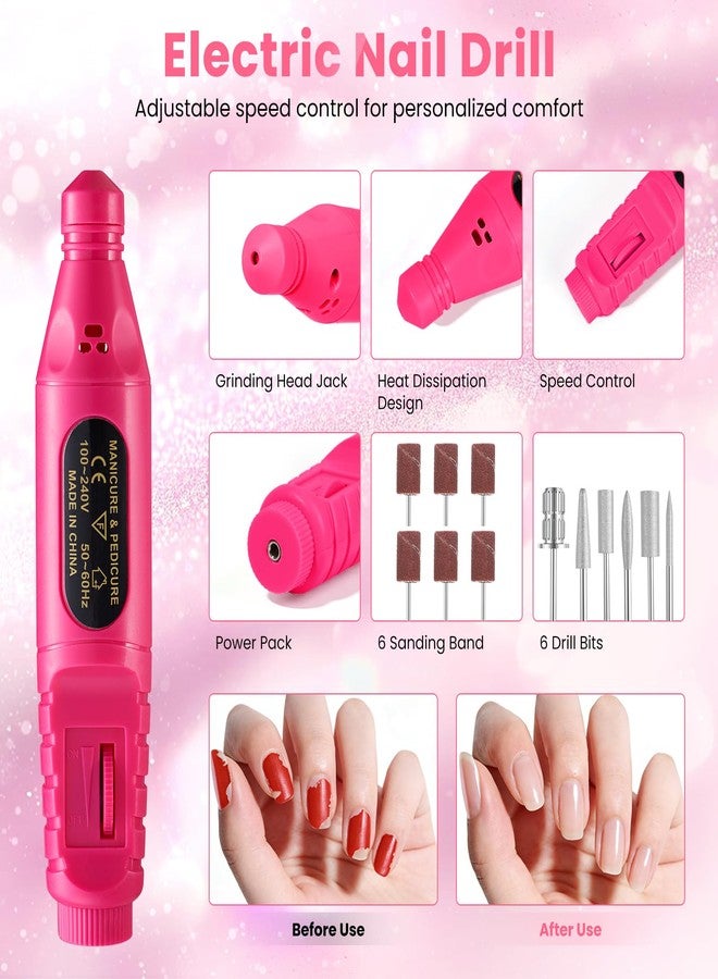 Deciniee Nail Kit for Beginners with Everything: Professional Nails Kit Acrylic Set with Practice Finger Drill U V Light Acrylic Powder Liquid Decorations in Makeup Bag for Women Salon (Bling Pink) - Image 4