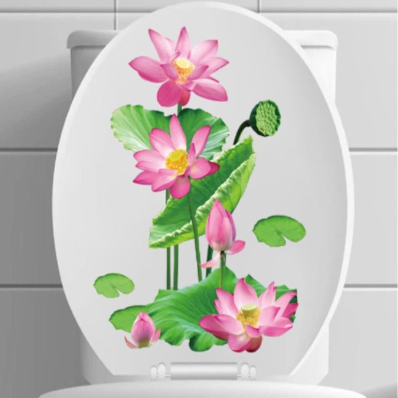 Toilet Sticker Removable Waterproof Green Leaf Floral Toilet Lid Stickers for Home Bathroom Decoration - Image 1
