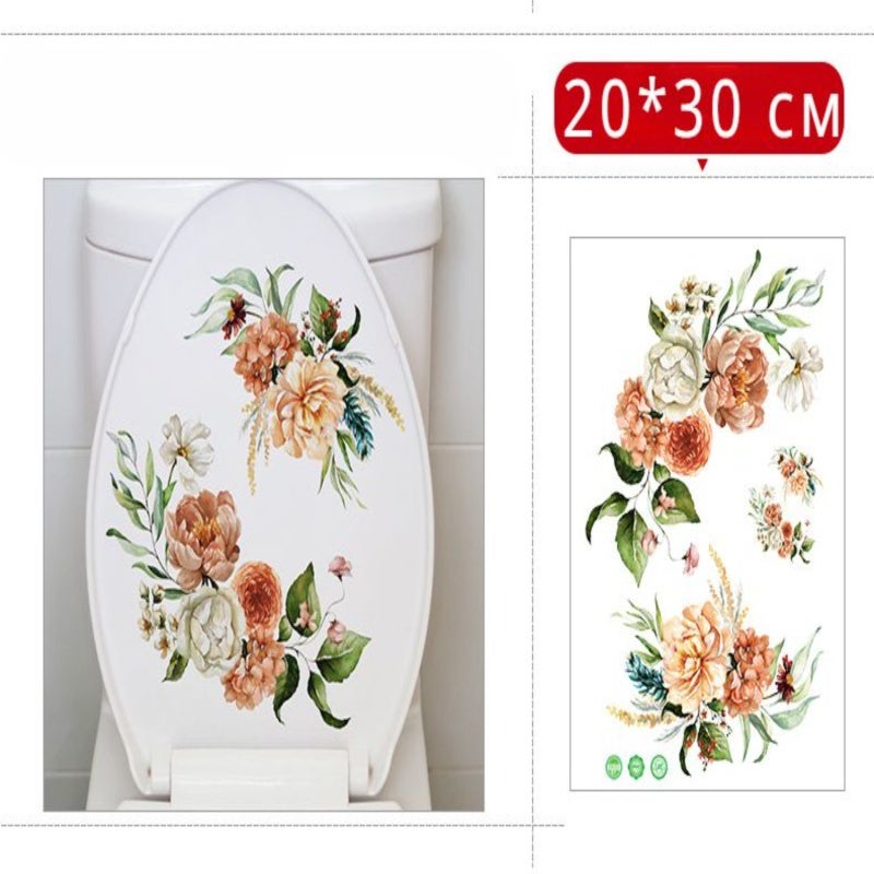 Toilet Sticker Removable Waterproof Green Leaf Floral Toilet Lid Stickers for Home Bathroom Decoration - Image 2