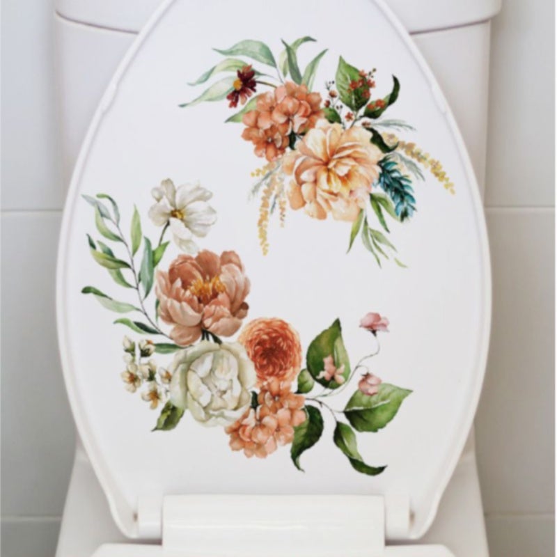 Toilet Sticker Removable Waterproof Green Leaf Floral Toilet Lid Stickers for Home Bathroom Decoration - Image 4