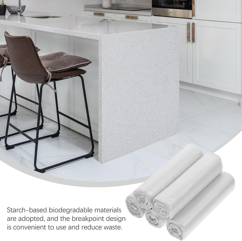 Trash Bags Roll 2.6 Gallon 45x50cm White Starch-based Kitchen Garbage Bags 100pcs Eco-friendly Bathroom Wastebasket Liners - Image 3