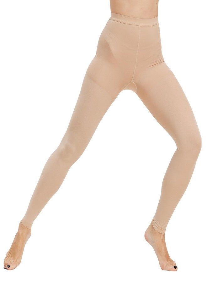 KEKING Medical Compression Pantyhose for Women & Men, Comfort 20-30 mmHg Graduated Compression Support Stockings, Footless Compression Tights for Varicose Veins, Edema, Flight, Beige M - Image 3