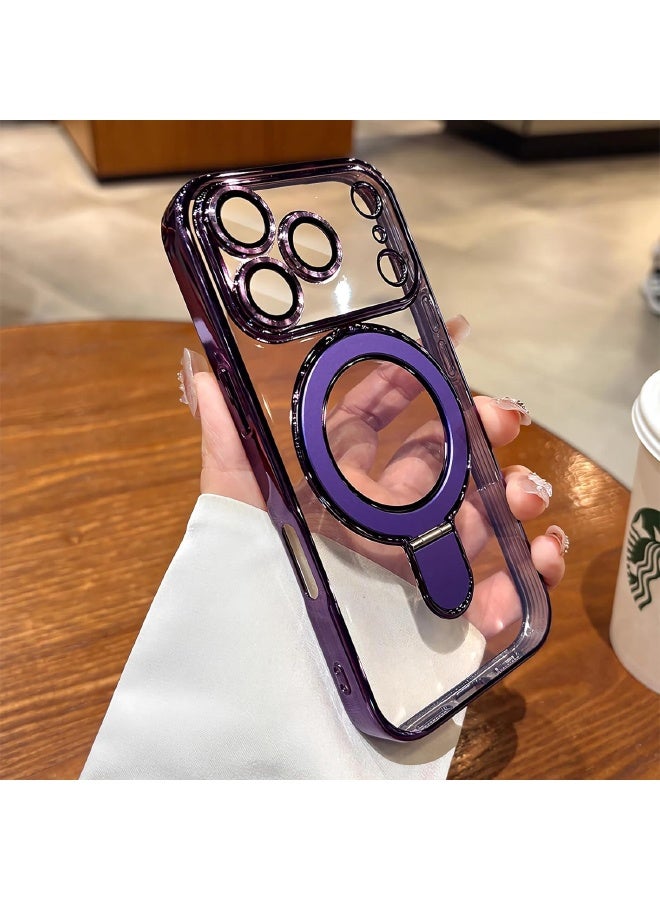 Magnetic for iPhone 17 Pro Max Case, with Invisible Ring Stand, Built-in Camera Lens Protector, Compatible with MagSafe, Soft Scratch-Resistant Shockproof Case for iPhone 17 Pro Max 6.9 inch, Purple - Image 4