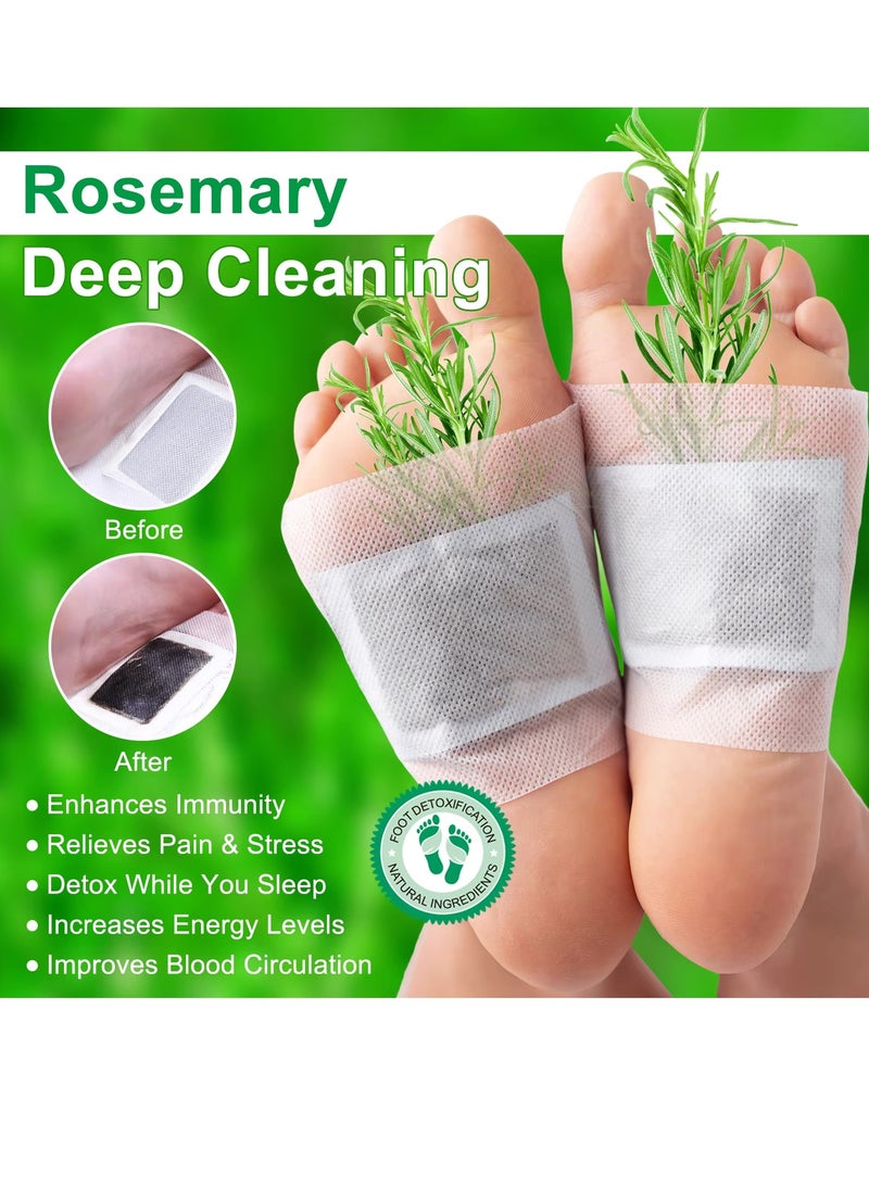 Sefudun 10 Pcs Rosemary Deep Cleaning Foot Patches Foot Detox Pads to Remove Toxins Deep Cleansing Foot Pads Natural Bamboo Vinegar Ginger Powder Foot Pads for Foot Care Adhesive Sheets for Relieve Stress Improve Sleep Detox Foot Pads - Image 2