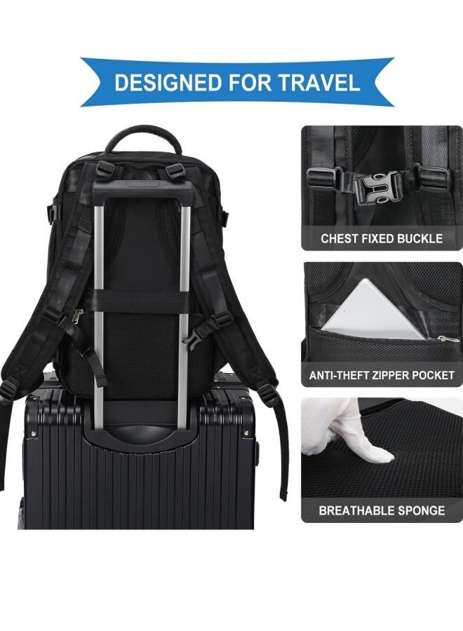 BESTPEAK Large travel backpack, unisex, casual backpack, handbag, hiking backpack, outdoor sports backpack, travel essentials (black)  - Image 3