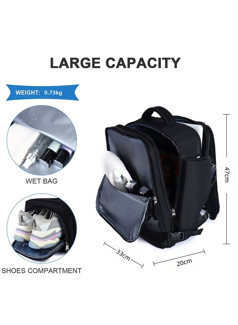 BESTPEAK Carry On Travel Backpack ，Black Waterproof Business Work Bag，USB Charger & Shoe Compartment for Men Women，Expandable Business Laptop Bag for Trip/Office - Image 5