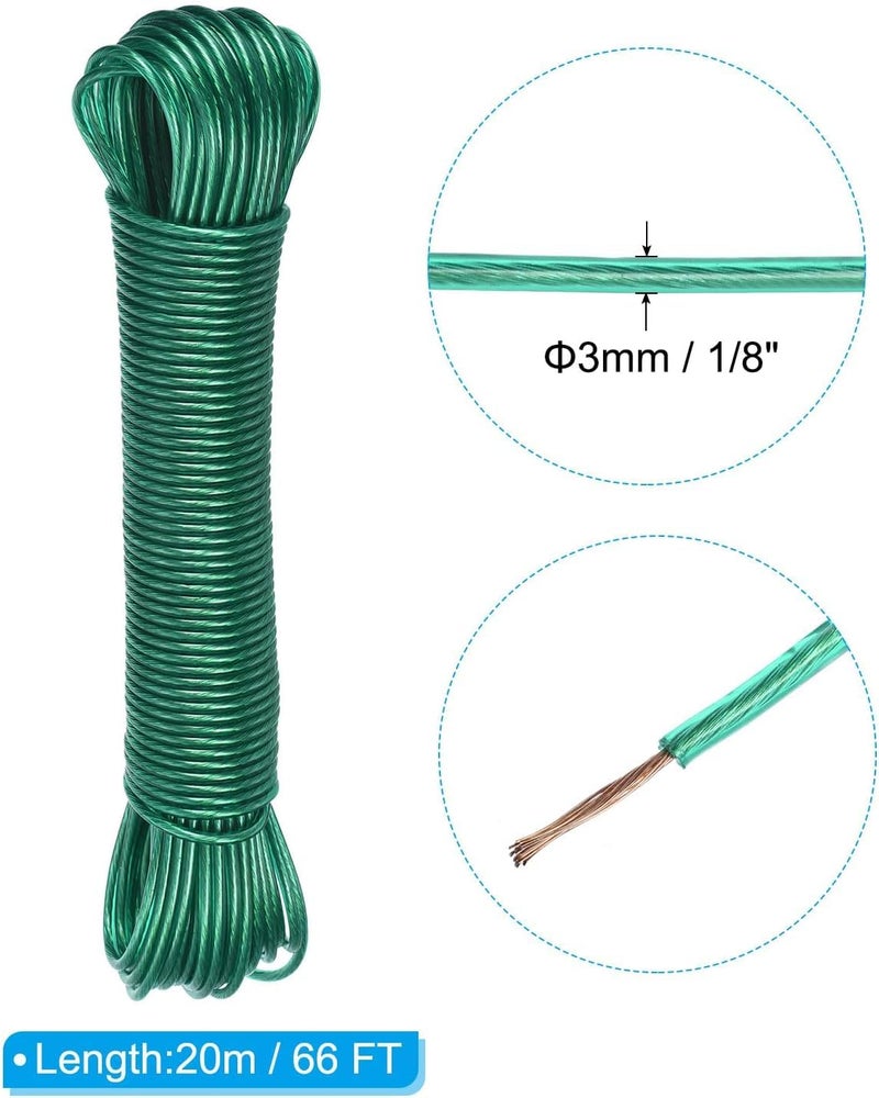 Nibbler 20 Meter Set of 2 Cloth Drying Ropes| PVC Coated Steel Anti-Rust Wire for Dry Clothes| Portable for Travel| Heavy Duty Plastic Rope with 2 Hooks Clothesline (Set of 2, Multicolor) - Image 5