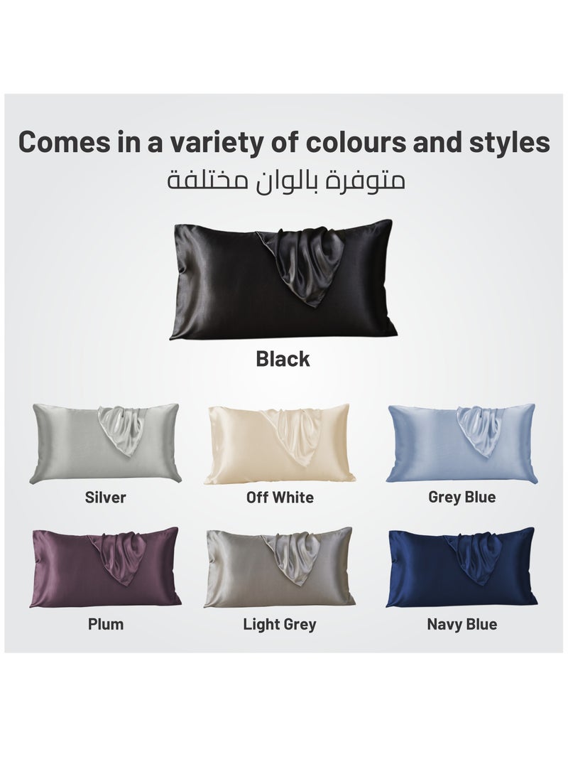 Satin Pillowcases 2-Pcs Soft And Silky Pillow Cover For Hair And Skin Care With Envelope Closure (Without Pillow Insert),Black - pzsku/Z421FFF814F8A8F79912AZ/45/_/1723304692/f509837b-c34d-4f57-a89b-d8adbcb4c484