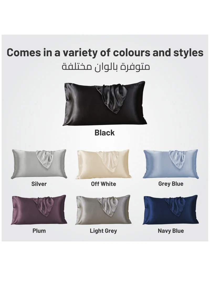 Donetella Satin Pillowcases 2-Pcs Soft And Silky Pillow Cover For Hair And Skin Care With Envelope Closure (Without Pillow Insert),Black