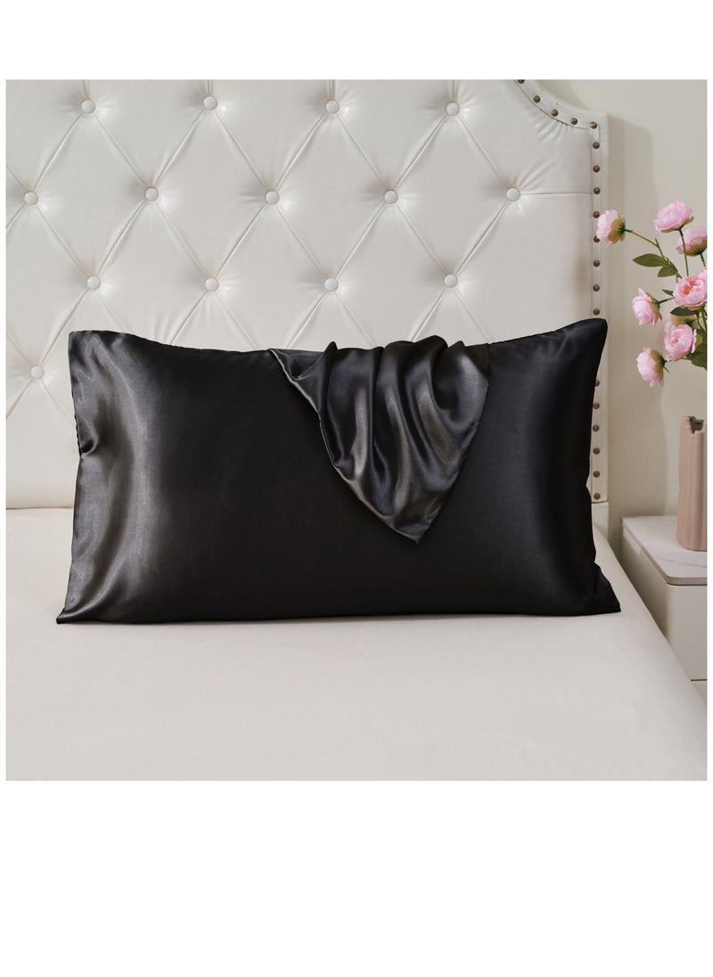 Satin Pillowcases 2-Pcs Soft And Silky Pillow Cover For Hair And Skin Care With Envelope Closure (Without Pillow Insert),Black - pzsku/Z421FFF814F8A8F79912AZ/45/_/1723304693/a1f64ddb-6781-4bf0-8de7-8cad314dd7d4
