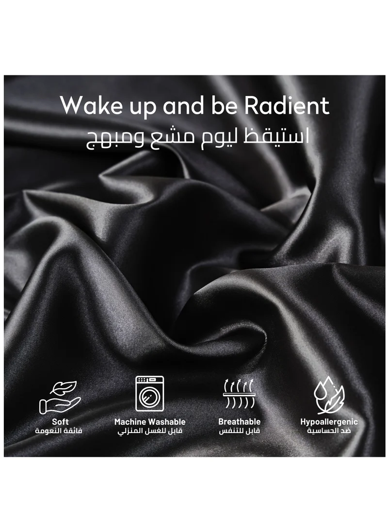 Donetella Satin Pillowcases 2-Pcs Soft And Silky Pillow Cover For Hair And Skin Care With Envelope Closure (Without Pillow Insert),Black
