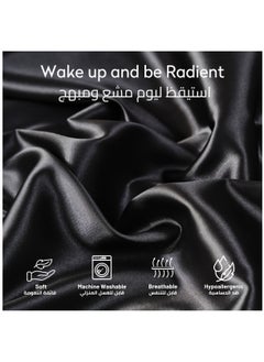 Donetella Satin Pillowcases 2-Pcs Soft And Silky Pillow Cover For Hair And Skin Care With Envelope Closure (Without Pillow Insert),Black  - Image 4