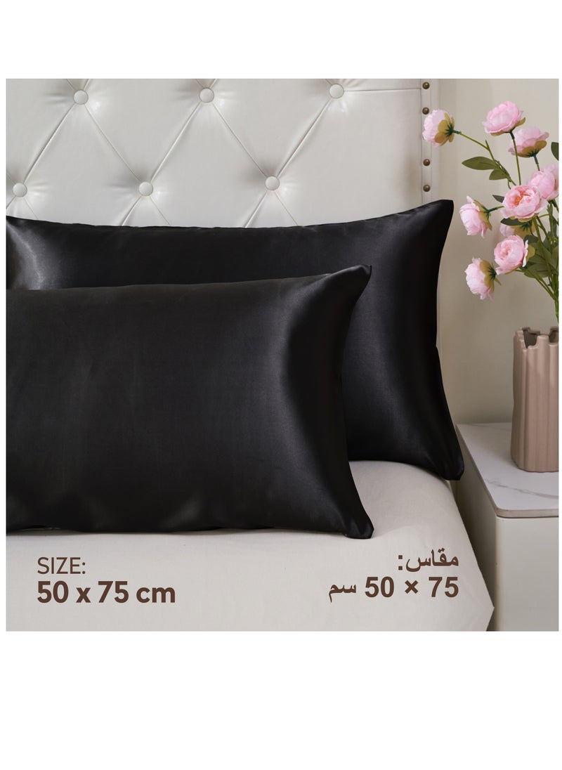 Satin Pillowcases 2-Pcs Soft And Silky Pillow Cover For Hair And Skin Care With Envelope Closure (Without Pillow Insert),Black - pzsku/Z421FFF814F8A8F79912AZ/45/_/1723304705/3f1f1a7a-fbaa-4a83-bcf3-7a07fc94437a