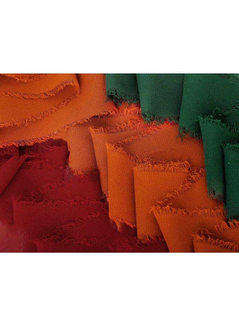 HZYH Handmade Fringe Chiffon Ribbon 3 Rolls, 4cm x 5m Brown, Dark Green, Red Ribbons for Crafting, Wedding Invitations, Bridal Bouquets, Gifts Wrapping DIY Crafts  Decor - Image 3