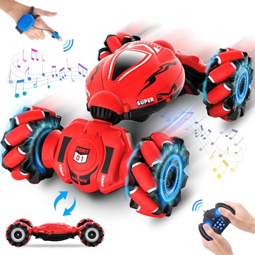 Fosgoit RC Car Toys for Boys Girls 612 Birthday Xmas Gifts for 6 7 8 9 10 11 12 Years Old Gesture Sensing RC Stunt Car with Lights Music 24GHz 4WD Hand Remote Control 360 Rotate AllRound Drift - Image 1