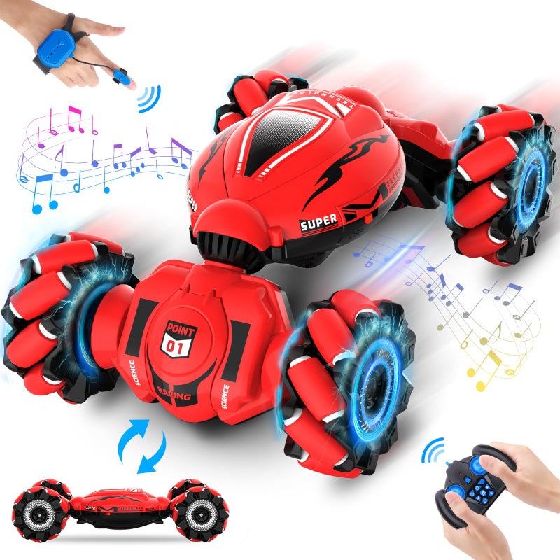 Fosgoit RC Car Toys for Boys Girls 612 Birthday Xmas Gifts for 6 7 8 9 10 11 12 Years Old Gesture Sensing RC Stunt Car with Lights Music 24GHz 4WD Hand Remote Control 360 Rotate AllRound Drift - Image 2