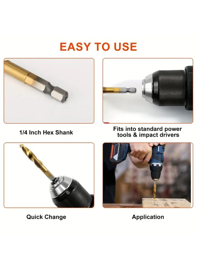 12pcs HSS Tap Drill Bit Set M3 to M10 Hex Shank Thread Tapping Tools - Image 4