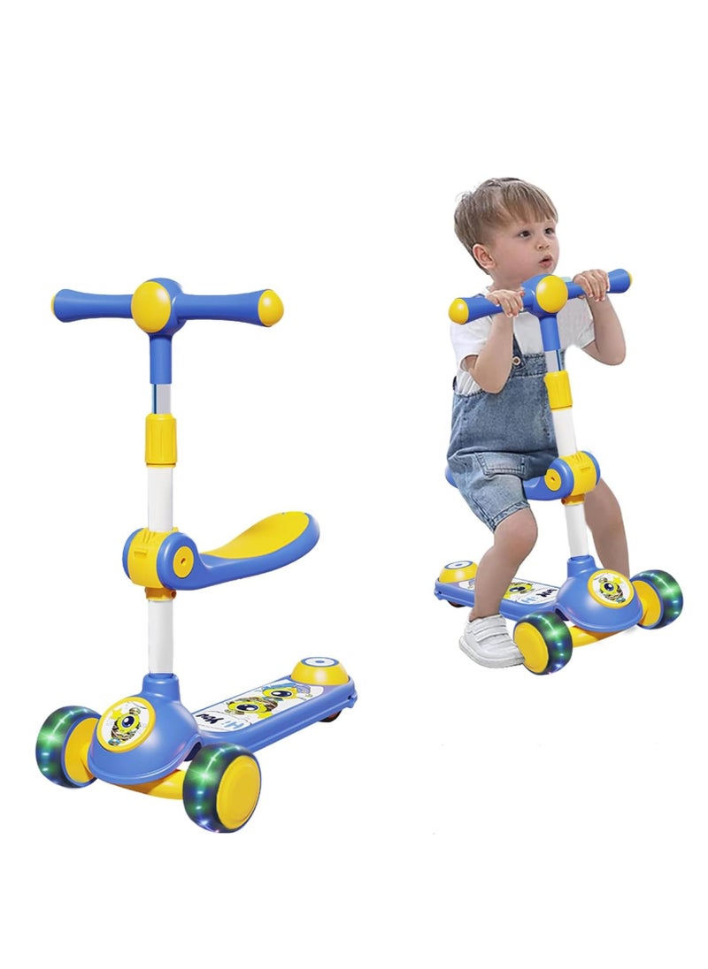 0TO1 TECH Kick Scooters for Kids,Extra Wide PU Light-Up Wheels and 3 Adjustable Heights, Non-Slip Deck, Music Speaker, Birthday Gift Outdoor Toys for Baby Toddler Boy Girl  - Image 1