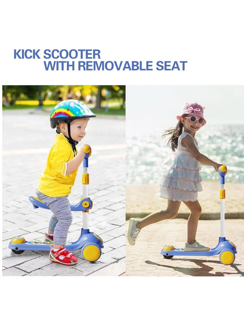 0TO1 TECH Kick Scooters for Kids,Extra Wide PU Light-Up Wheels and 3 Adjustable Heights, Non-Slip Deck, Music Speaker, Birthday Gift Outdoor Toys for Baby Toddler Boy Girl  - Image 4