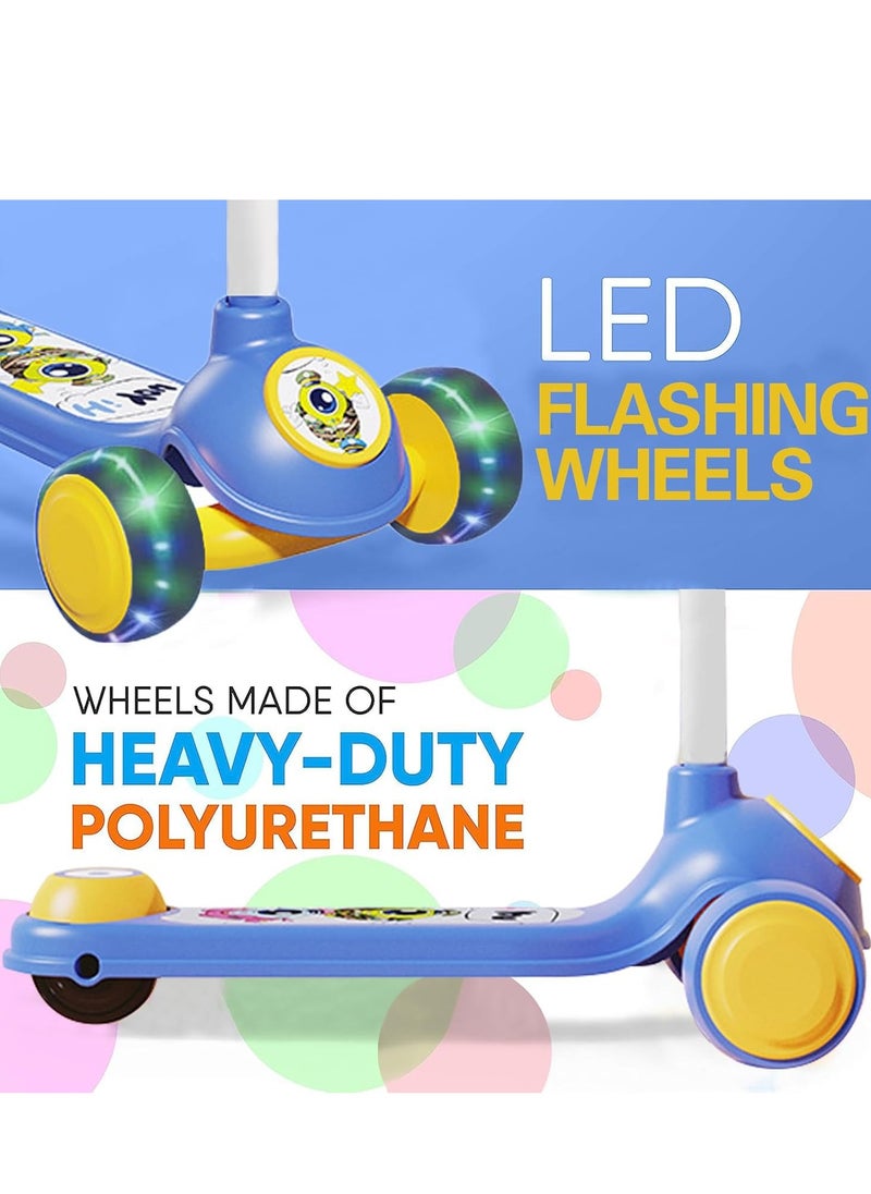 0TO1 TECH Kick Scooters for Kids,Extra Wide PU Light-Up Wheels and 3 Adjustable Heights, Non-Slip Deck, Music Speaker, Birthday Gift Outdoor Toys for Baby Toddler Boy Girl  - Image 5