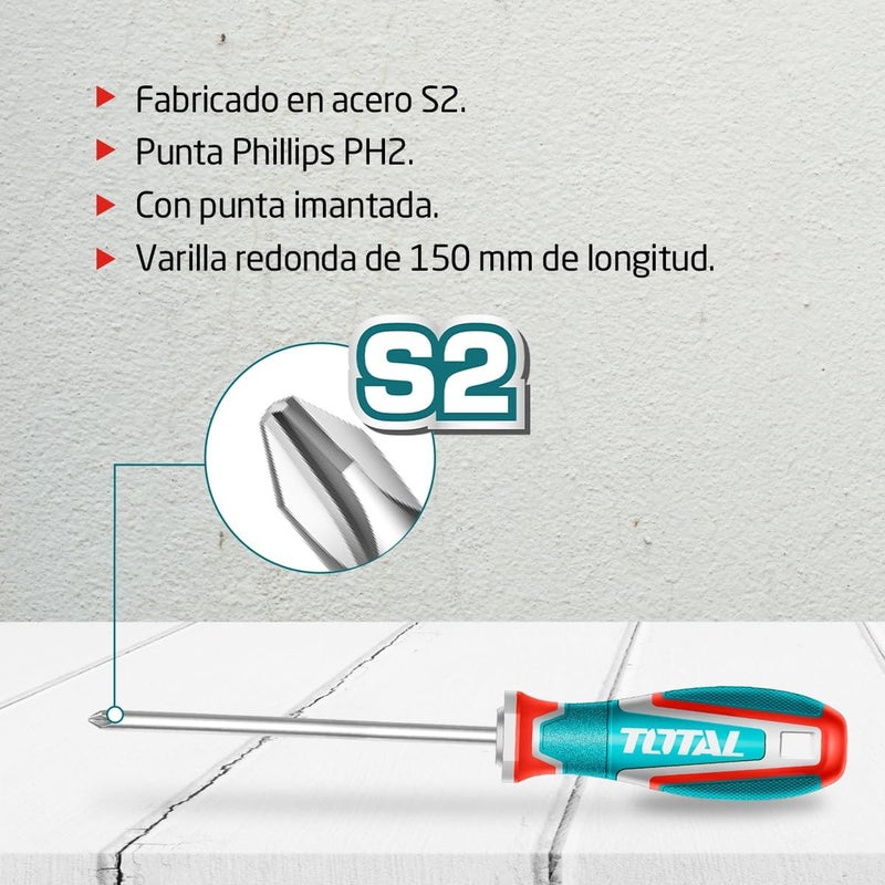 TOTAL Phillips Screwdriver PH2 x 150mm - Image 3