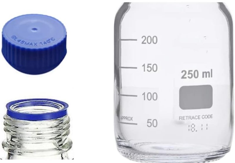 Storage bottle, 250 ml, round, with blue screw cap, 10 pieces. - Image 2