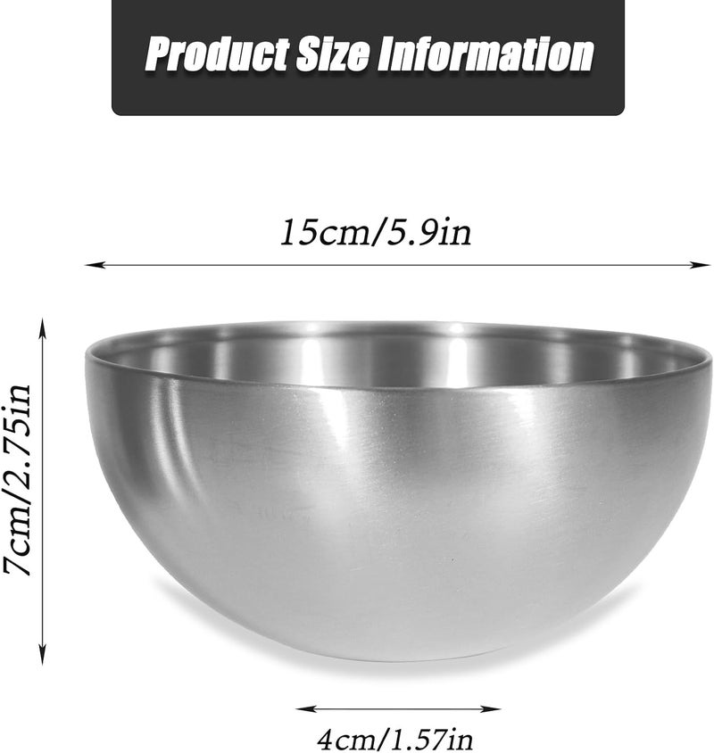 Huakaile 5 Pack 25 Oz Stainless Steel Bowl Set Heat Insulated Metal Soup Bowls Matte Finish Cereal Bowls for Rice Salad Noodle Snack Cooking Kitchen Ice Cream Serving Mixing Prep Silver - Image 2