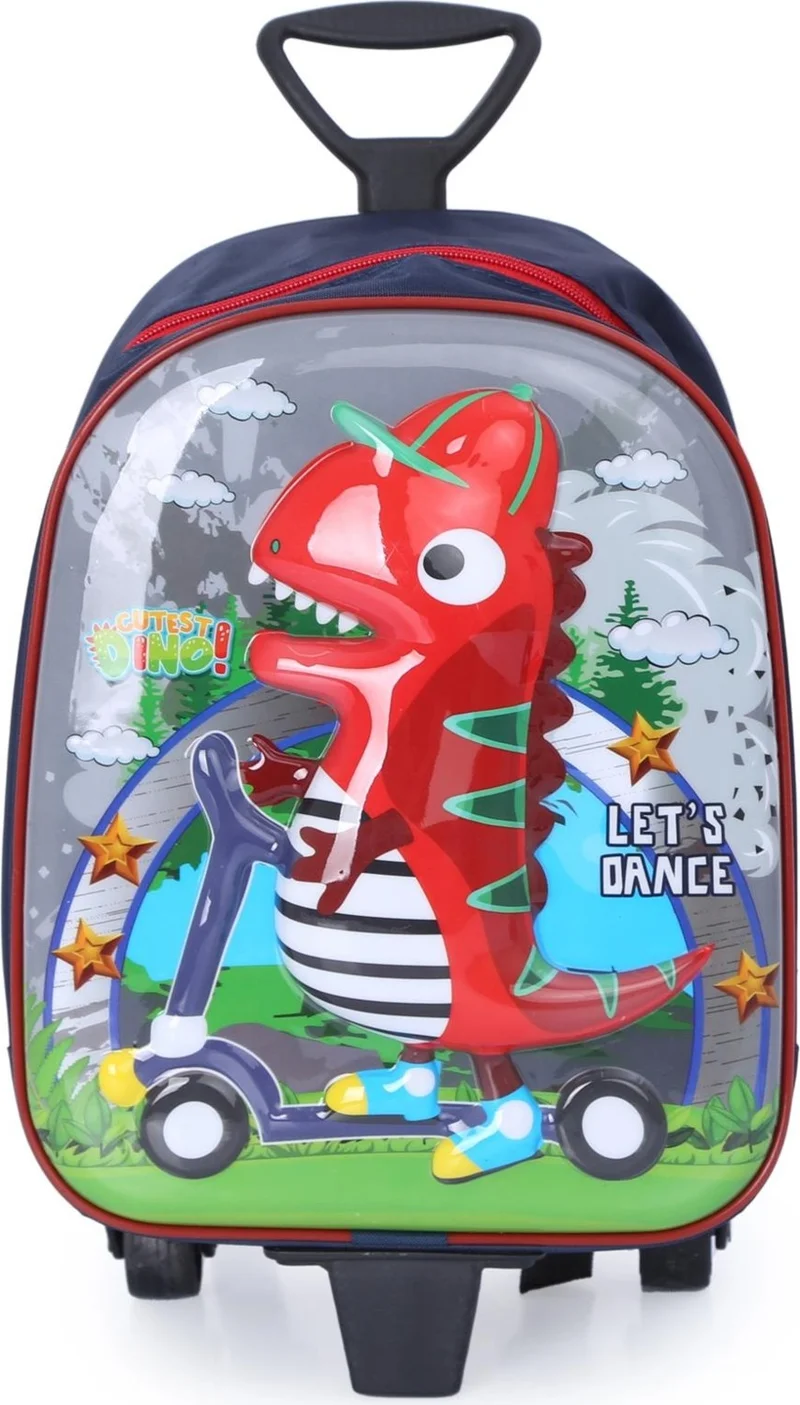 ماشو تريند Navy Blue Fabric Squeegee Dino Kindergarten Bag + Water Bottle - Boy Bag - Nursery Bag