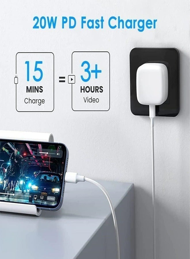 Apluynm iPhone 20W Fast Charger | USB C Wall Fast Charger with USB C to Lightning Cable Compatible with iPhone 14/14 Pro/14 Pro Max/13/12/SE2020/11/XR/XS Max/X/iPad - Image 3