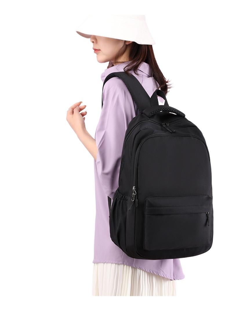 general Solid Color Campus Backpack For Middle And High School Students Black - Image 2