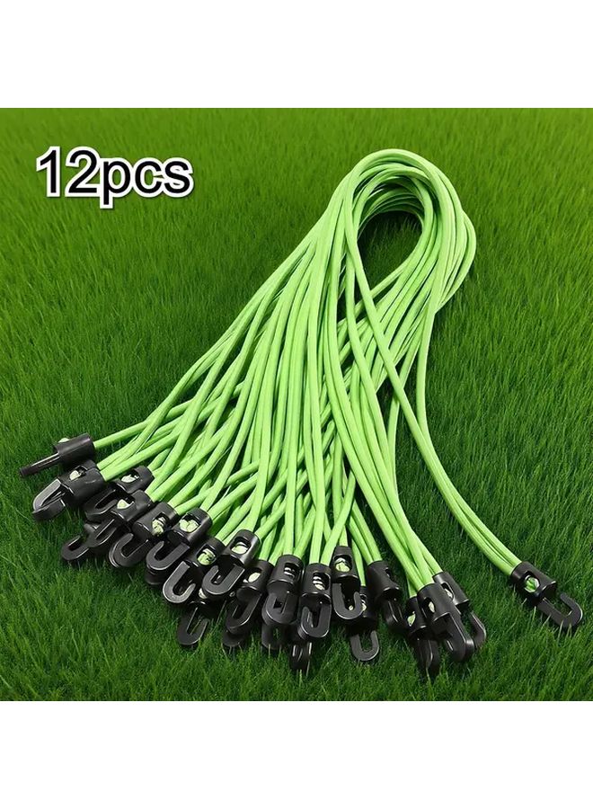 12pcs Green Heavy Duty Elastic Rope with Hooks Adjustable Tie Down Straps - Image 1