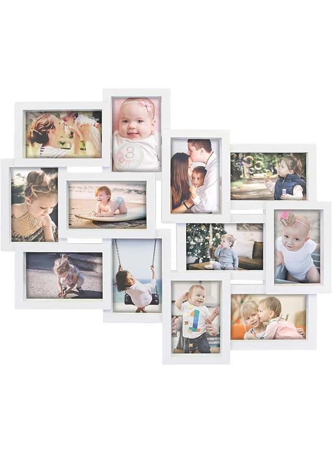 erorex ​Photo Frame Collage,​4x6 Photo Frames for Wall Decoraton,Classic Picture Frames Gallery Collection Display 12 Opening Photos Collage Frame for Wall Hanging,Multi Family Picture Frame (White)  - Image 1